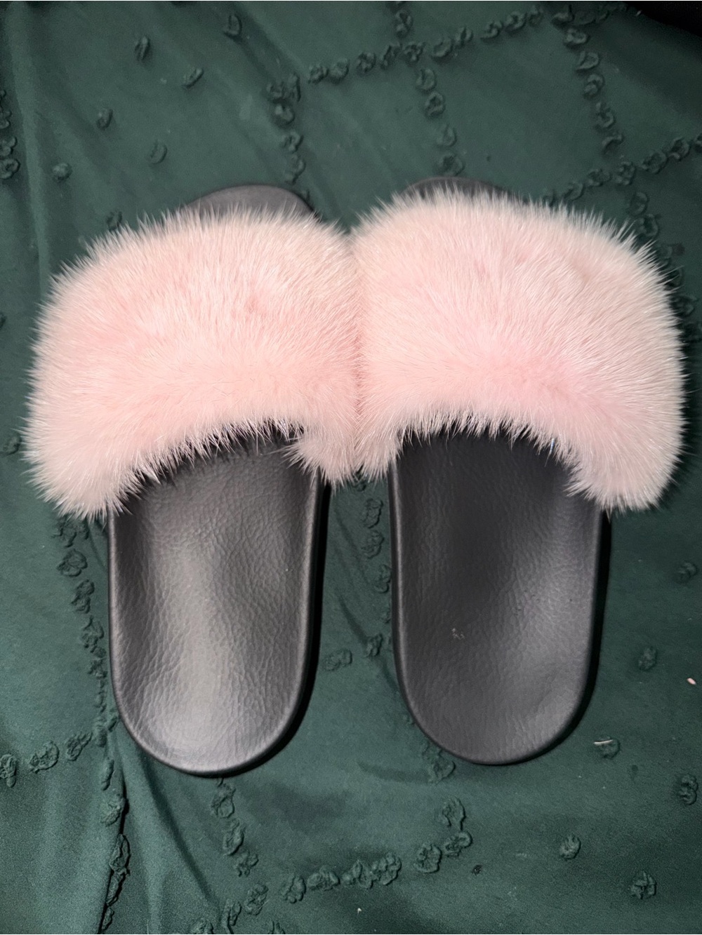 Givenchy Pink Faux Fur Slide Sandals
